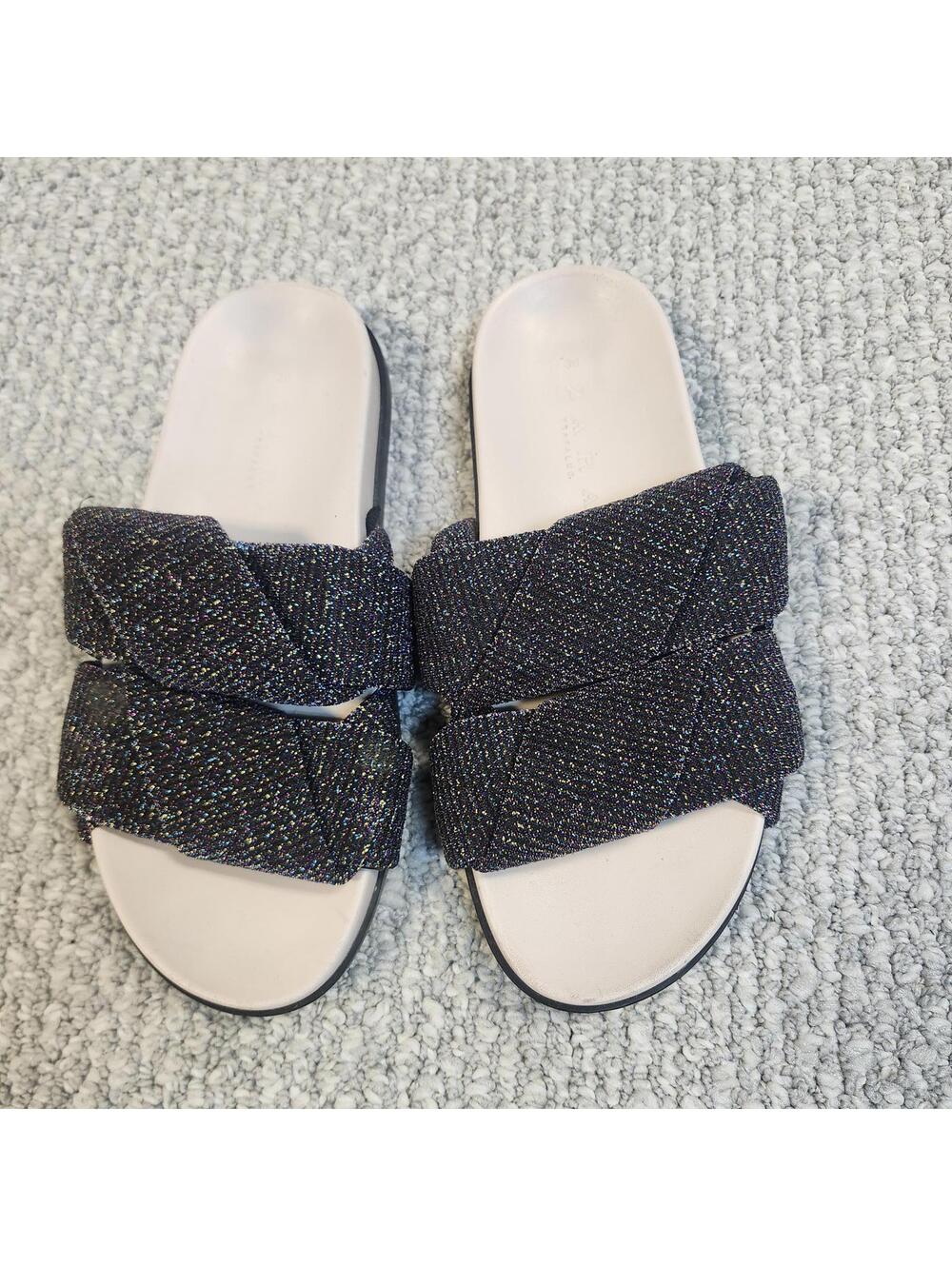 Zara Multicolor Slip-On Sandals with Glitter Straps Size 36 US 6